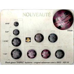 9 LARGE ANTIQUE "FABRIC" BUTTONS CARD c.1900 #1249114