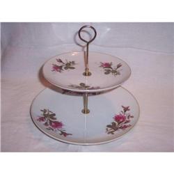 Moss Rose 2 Tier Tidbit Tray by Enesco Japan #1252675