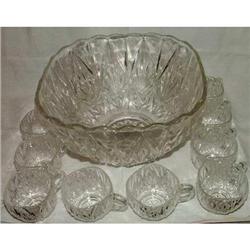 Vintage Punch Set Large Bowl and 12 Cups Square#1252692