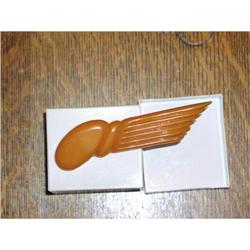 Bakelite butterscotch carved pin  #1252701