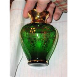 Murano (?) Italian Green Cabinet Vase w/ gold #1252703