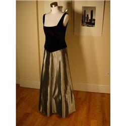 Silver Grey Taffeta Long Skirt with Tulle #1252908