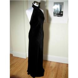 Ralph Lauren Black Velvet Halter Dress Gown 6 #1252914