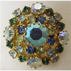 DESIGNERS RHINESTONE BROOCH - IRIDESCENT BLUE #1253019