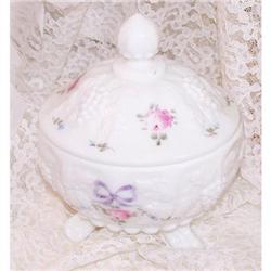 Paneled Grape Milk Glass Roses Bow Westmoreland#1253260