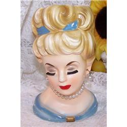 Reubens 485 Blonde Headvase Head Vase in Blue #1253264