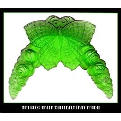 2 CZECH DECO VANITY TRAY GREEN BUTTERFLY #1253421