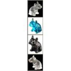 3 GLASS BULLDOG FIGURINES - AQUA, CRYSTAL, #1253428