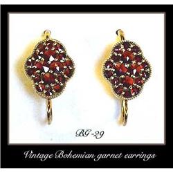 VINTAGE BOHEMIAN GARNET EARRINGS BG-029 #1253452