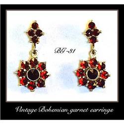 VINTAGE BOHEMIAN GARNET EARRINGS BG-031 #1253453