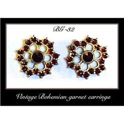 VINTAGE BOHEMIAN GARNET EARRINGS BG-032  #1253454