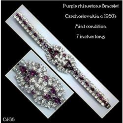 CZECH VINTAGE PURPLE RHINESTONE BRACELET #1253483