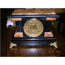  ANTIQUE INGRAHAM MANTLE CLOCK MARBLEIZED #1253583