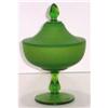 Image 1 : Satin Green Elegant Glass Covered Candy Jar #1253677