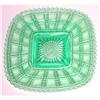 Image 1 : Beaded Block Green Depression Glass Square #1253692