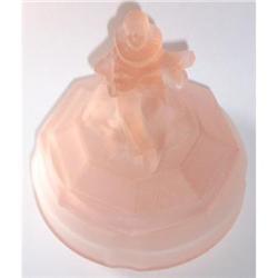 Minstrel Pink Satin Glass Art Deco Powder Jar #1253783