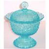 Image 1 : Daisy & Button Pressed Blue Glass Candy Jar #1253807