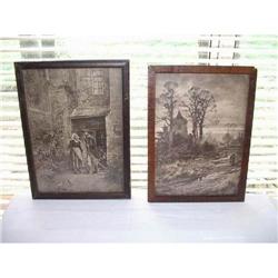 Pair of Antique Pictures in Wooden Frames #1266764