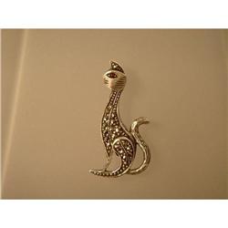 Brooch  Cat  Sterling  and  Marcasite 50s #1266840