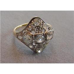 Edwardian Filigree Diamond & Gold Ring #1266850