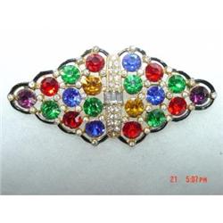 Rhinestone Enamel  Czechslovakia Sash Pin #1266977
