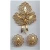 Image 1 :  MONET Gold Filigree Pin  Earring Set #1267200