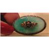 Image 1 : Antiqued Silvertone Peking Glass Brooch #1267545