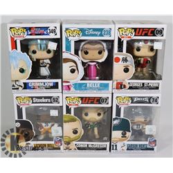 LOT OF SIX ASSORTED FUNKO POP FIGURES