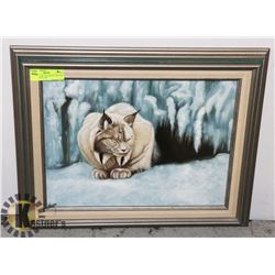 ORIGINAL OIL ON CANVAS "RESTING LYNX"