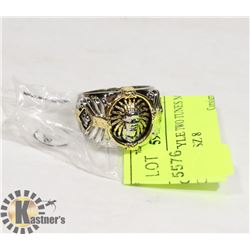 TWO TUNES MANS FACE RING SZ 8
