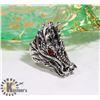Image 1 : MENS HEAVY SILVERSTEEL DRAGON HEAD BIKER RING SZ11