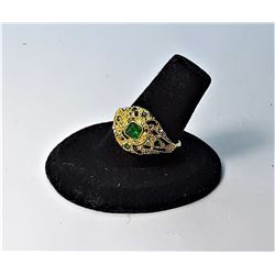 11)  EMERALD  ZIRCON & 10K GOLD PLATED