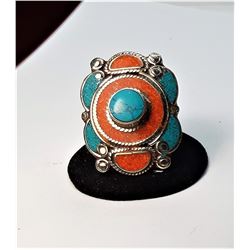 14)  TURQUOISE WITH PEACH COLORED