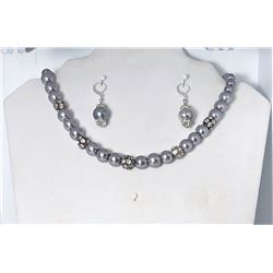 15)  GREY WITH CRYSTAL ACCENT PEARL
