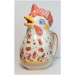1)  HAND PAINTED CHICKEN PITCHER FROM