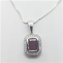 SILVER RUBY 18"(1.6CT) NECKLACE