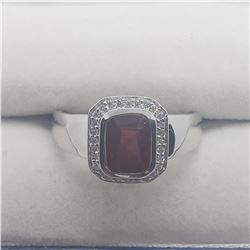 SILVER GARNET RING (~SIZE 8.75)