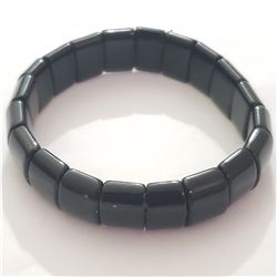 SILVER BLACK ONYX FLEXIBLE  BRACELET