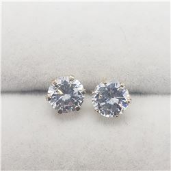 10K YELLOW GOLD CZ 7MM  EARRINGS
