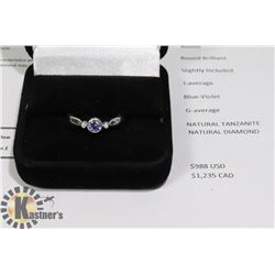 10 K WHITE GOLD WITH TANZANITE AND DIAMONDS