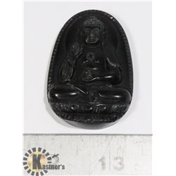 #200-BLACK OBSIDIAN BUDDHIST PENDANT
