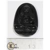Image 1 : #200-BLACK OBSIDIAN BUDDHIST PENDANT