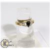 Image 1 : #196-BLUE SAPPHIRE + CZ RING SIZE 7
