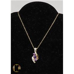 #128-AMETHYST & CZ PENDANT & NECKLACE