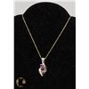 Image 1 : #128-AMETHYST & CZ PENDANT & NECKLACE