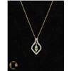 Image 1 : #123-GREEN PERIDOT & CZ PENDANT & NECKLACE