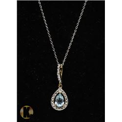 #119-BLUE TOPAZ & CZ NECKLACE & PENDANT