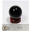 Image 1 : #79-BLACK OBSIDIAN SPHERE BALL + STAND 30mm