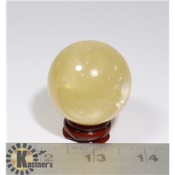 #75-CALCITE SPHERE BALL + STAND 41.8mm