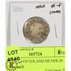 Image 1 : 1890 NEWFOUNDLAND SILVER 20 CENT COIN